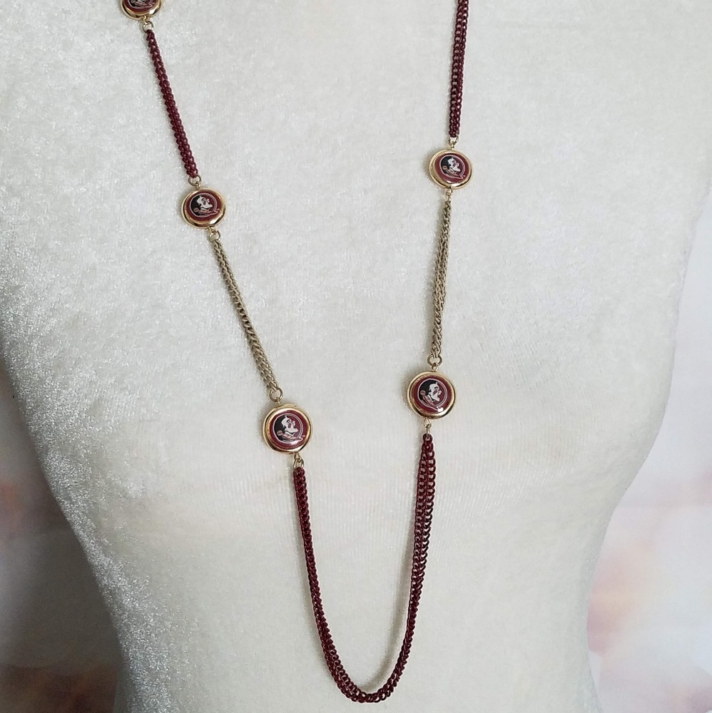 FSU Seminoles Garnet Gold Long Necklace Florida